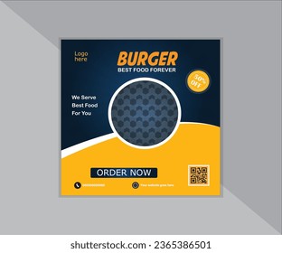delicious burger and food menu social media banner template