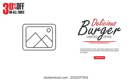 Delicious burger and food menu web banner template and landing page template for burger restaurant