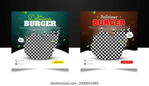 Delicious burger food social media post template