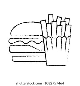 delicious burger with french fries