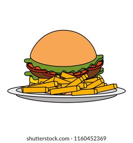 delicious burger and french fries