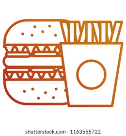 delicious burger with french fries