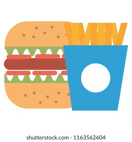 delicious burger with french fries