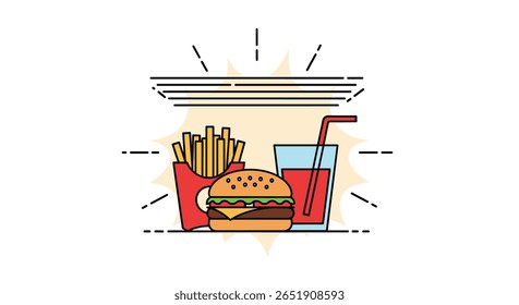 Delicioso Burger Fritas e Fizzy Beber Combo Refeição para o prazer de fast food