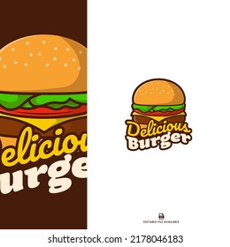 Delicious Burger Isolated Cartoon Icon Logo