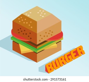 deliciosa hamburguesa isométrica. ilustración vectorial