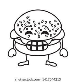 delicious burger kawaii character vector illustration