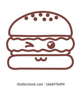 delicious burger , line style icon vector illustration design