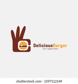 Delicious burger logo and symbol template. creative symbol.icon.simple.unique.modern and elegant logo design. Logotype for restaurant or café