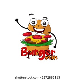 Delicious burger mascot logo design, re-editable vector, burger illustration