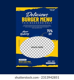 Coupon-Werbevorlage für das Hamburger-Menü 