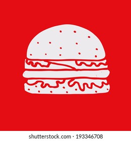 delicious Burger on a red background