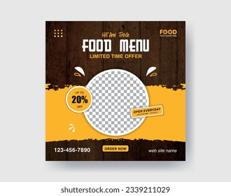 Delicious burger and pizza food menu social media post promotion web banner design. food menu social media post banner template, sale and discount square banner