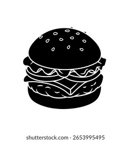 Delicioso de Burger Silhuetas Vetor