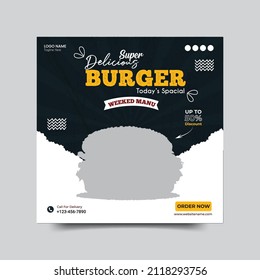 Delicious Burger social media Banner template Design for social media.