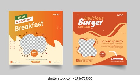 Delicious burger social media post template, Fast food social media template for restaurant, burger banner or poster, junk food. Super Delicious Burger Flyer Design, Free Delivery