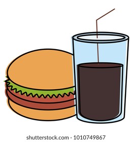 delicious burger with soda