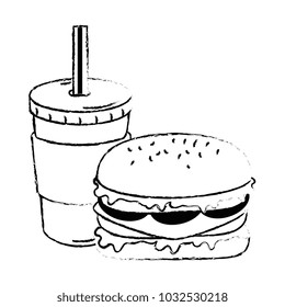 delicious burger with soda