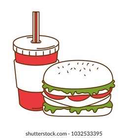 delicious burger with soda