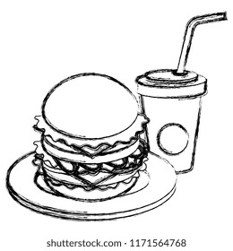 delicious burger with soda