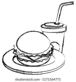 delicious burger with soda