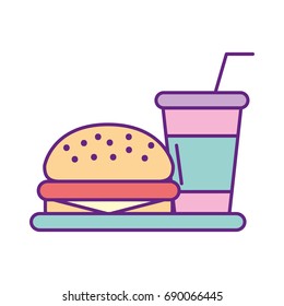 delicious burger with soda