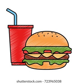 delicious burger with soda