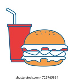 delicious burger with soda