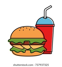 delicious burger with soda