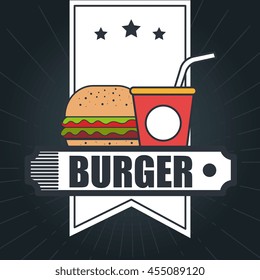delicious burger with  soda drink isolated icon design, vector illustration  graphic 