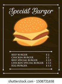 Delicious Burger, Special Burger Menus