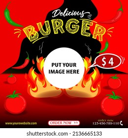 delicious burger templates to post on social media