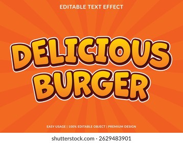 Delicious burger text effect vector graphic design food culinary background comic cartoon font style