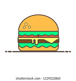 Delicious burger with tomato and chees vector icon