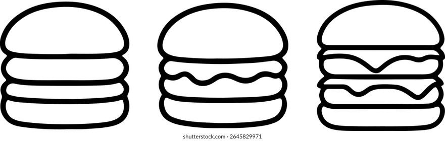 Deliciosas variações de hambúrguer simples, dupla e tripla Patty Delícias
