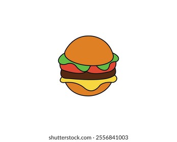 Delicious Burger Vector Art. Perfectly Layered. Fresh and Juicy Burger Illustration. Creative Culinary Creation. Tasty Fast Food. A Bite of Flavor.