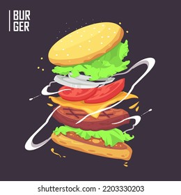 Delicious burger vector concept illustration
