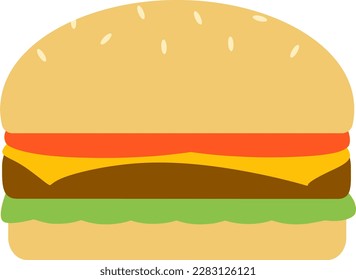 delicious burger vector flat design, cartoon, clip art