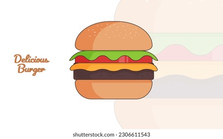 Delicious burger, vector burger with sesame