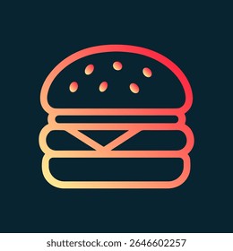 Deliciosa hamburguesa con un gradiente cálido. Ilustración de símbolo de icono