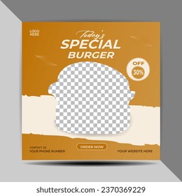 Delicious Burger web banner post plantilla y marketing Diseño