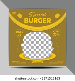 
Delicious Burger web banner post template and business promotional layout