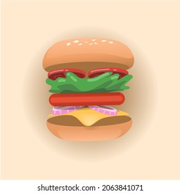 Delicious burgers with floating ingredients vector