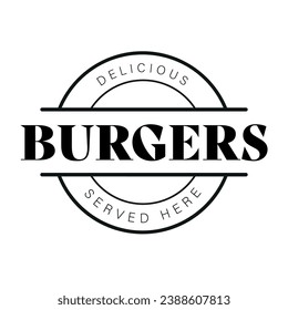 Delicious Burgers vintage stamp logo