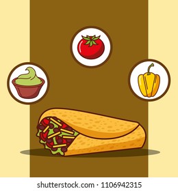 delicious burrito guacamole tomato and bell pepper