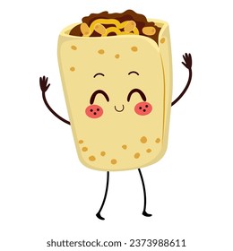 Delicious burrito mascot mexican street food isolated vector illustration