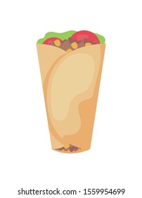 delicious burrito , typical Mexican food vector illustration design