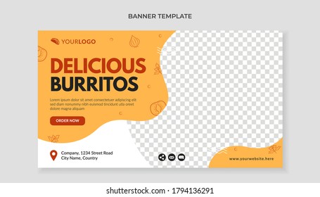 Delicious Burritos Banner Template For Mexican Food Restaurant Or Cafe