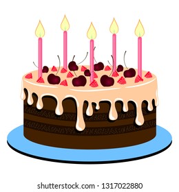 delicious cake with berries vector illustration 
