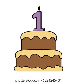 delicious cake with candle number one